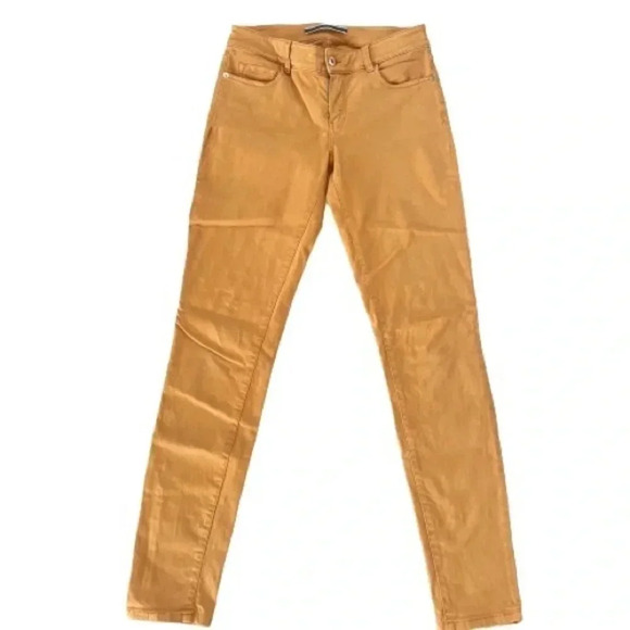MASSIMO DUTTI  MUSTARD YELLOW STRETCH SKINNY FIT MID RISE JEANS SIZE 4 - Picture 1 of 12